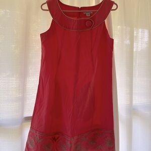 Kim Rogers Circle-Neck Embroidered Shift Dress